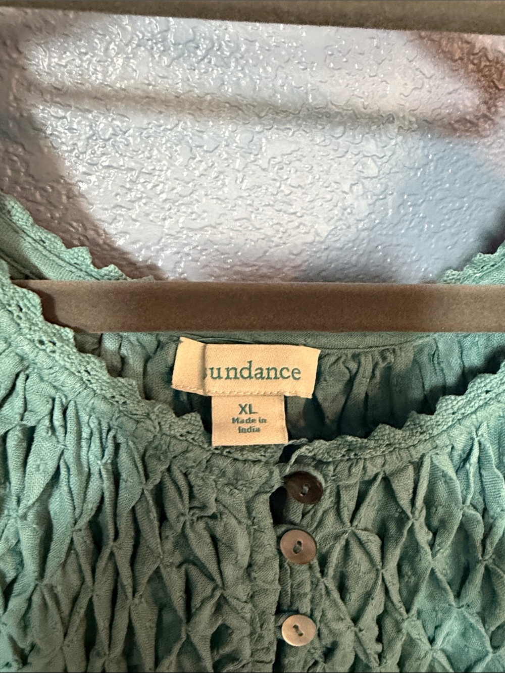 Sundance Sea foam Green short sleeve blouse with lots of design details - Picture 2 of 6